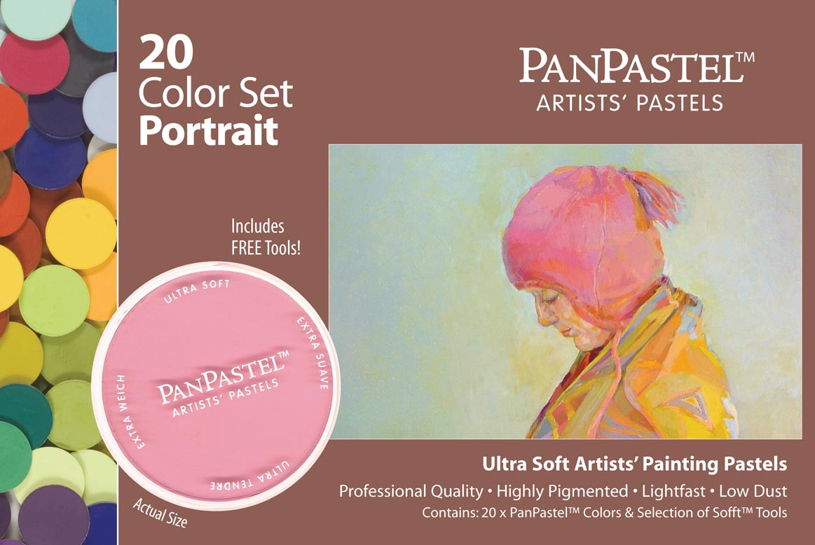 PanPastel 20 Colour Set Portrait.This fantastic set includes 20 individual pans as well as a selection of Sofft Tools. PanPastel portrait set offers a beautiful selection of colour tones for any portrait artist, with on trend colours for undertones and backgrounds as well. This comprehensive set also includes a great selection of Sofft application and blending tools. 