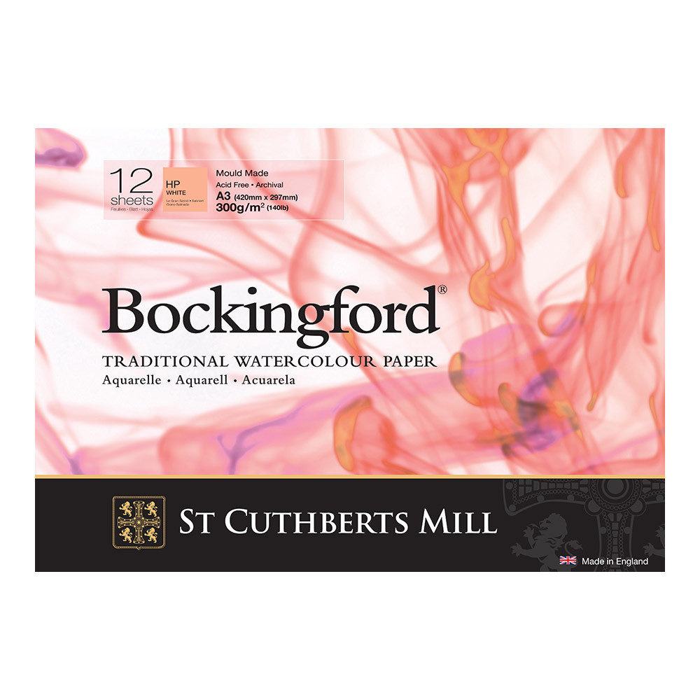Bockingford : Watercolour Paper Glued Pad 300gsm  : Hot/Smooth : A3 : 12 Sheets