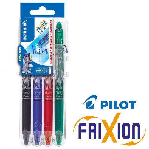 FriXion Ball Clicker 0.7 - Set2Go - 4 pens - Black, Blue, Red, Green - Medium Tip