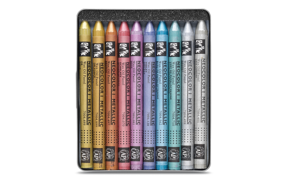 Caran d'Ache Neocolor I Pastels, 10 Metallic colours ( not Water-soluble)