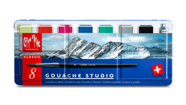 Caran d'Ache Gouache paint pans assortment of 8 colour tablets paperstory uk