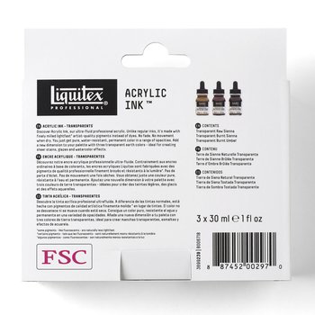 Liquitex Professional Acrylic Ink Set of 3 transparent colours