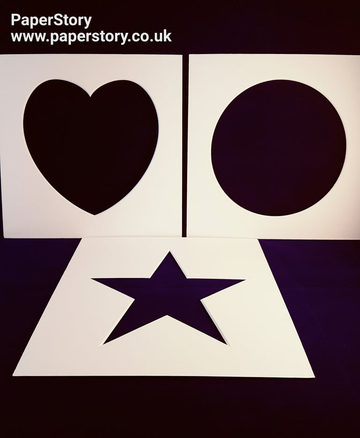Ikea Ribba 23 cm square mount board : Antique White : Circle : Star & Heart