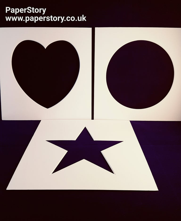 Ikea Ribba 23 cm square mount board : Antique White : Circle : Star & Heart