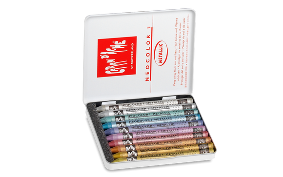 Caran d'Ache Neocolor I Pastels, 10 Metallic colours ( not Water-soluble)