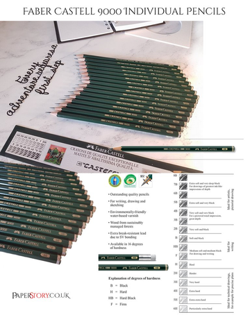 Faber-Castell 9000 Graphite individual pencils 8B - 6H