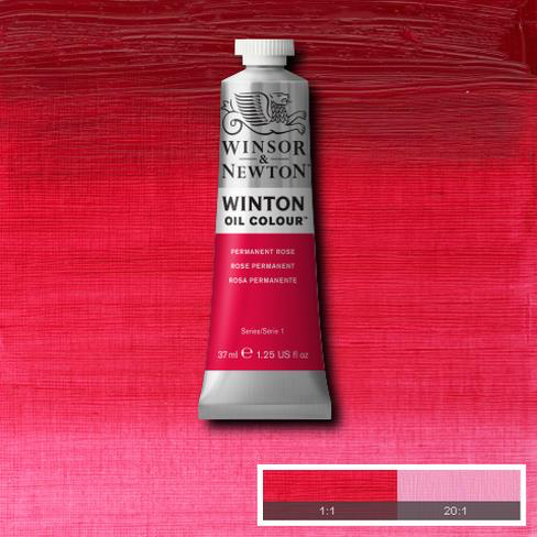 Permanent Rose is a bright rose violet colour. It is a transparent quinacridone pigment and was introduced in the Winsor & Newton range in the 1950s.