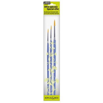 Pebeo Acrylic Synthetic brushes pack of three round brush set