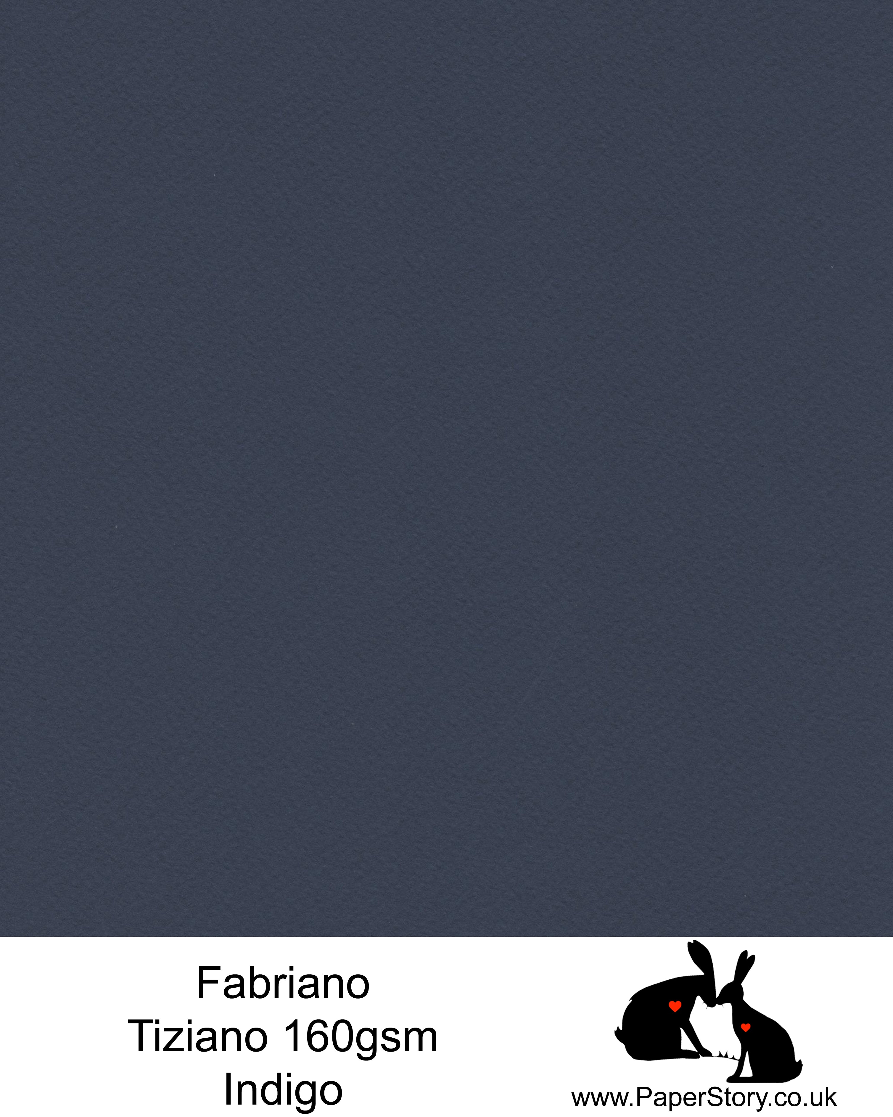 High quality paper from Italy, Indigo deep Navy blue Fabriano Tiziano is 160 gsm, Tiziano has a high cotton content, a textured naturally sized surface. This paper is acid free to guarantee long permanence in time, pH neutral. It has highly lightfast colours, an excellent surface making and sizing which make this paper particularly suitable for papercutting, pastels, pencil, graphite, charcoal, tempera, air brush and watercolour techniques. Tiziano can be used for all printing techniques.