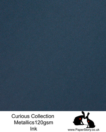 Curious Collection Curious Metallics Ink deep blue Navy colour This unique metallic paper is unlike any other metallic shimmer surface, the natural underlying wove surface of Curious Metallics enhances the stunning metallic shimmer.
