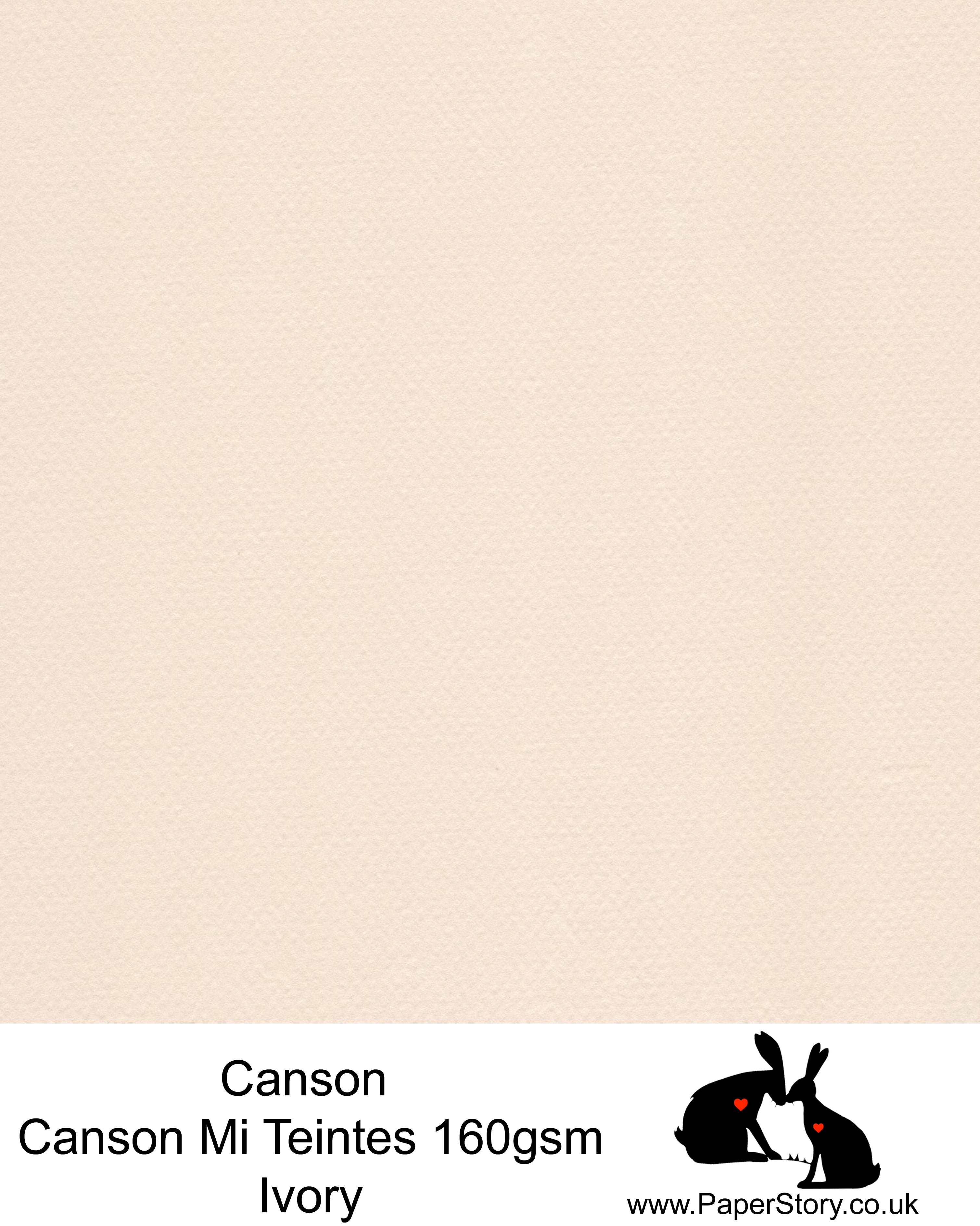 Canson Mi Teintes acid free, Ivory hammered texture honeycomb surface paper 160 gsm. This is a popular and classic paper for all artists especially well respected for Pastel  and Papercutting made famous by Paper Panda. This paper has a honeycombed finish one side and fine grain the other. An authentic art paper, acid free with a  very high 50% cotton content. Canson Mi-Teintes complies with the ISO 9706 standard on permanence, a guarantee of excellent conservation  