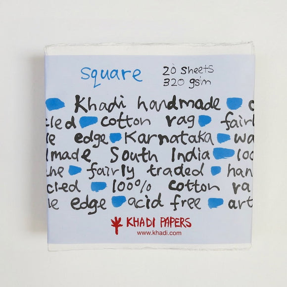 Khadi Handmade Square Cotton Paper 320gsm SP42W 20x20 cm x 20 sheets