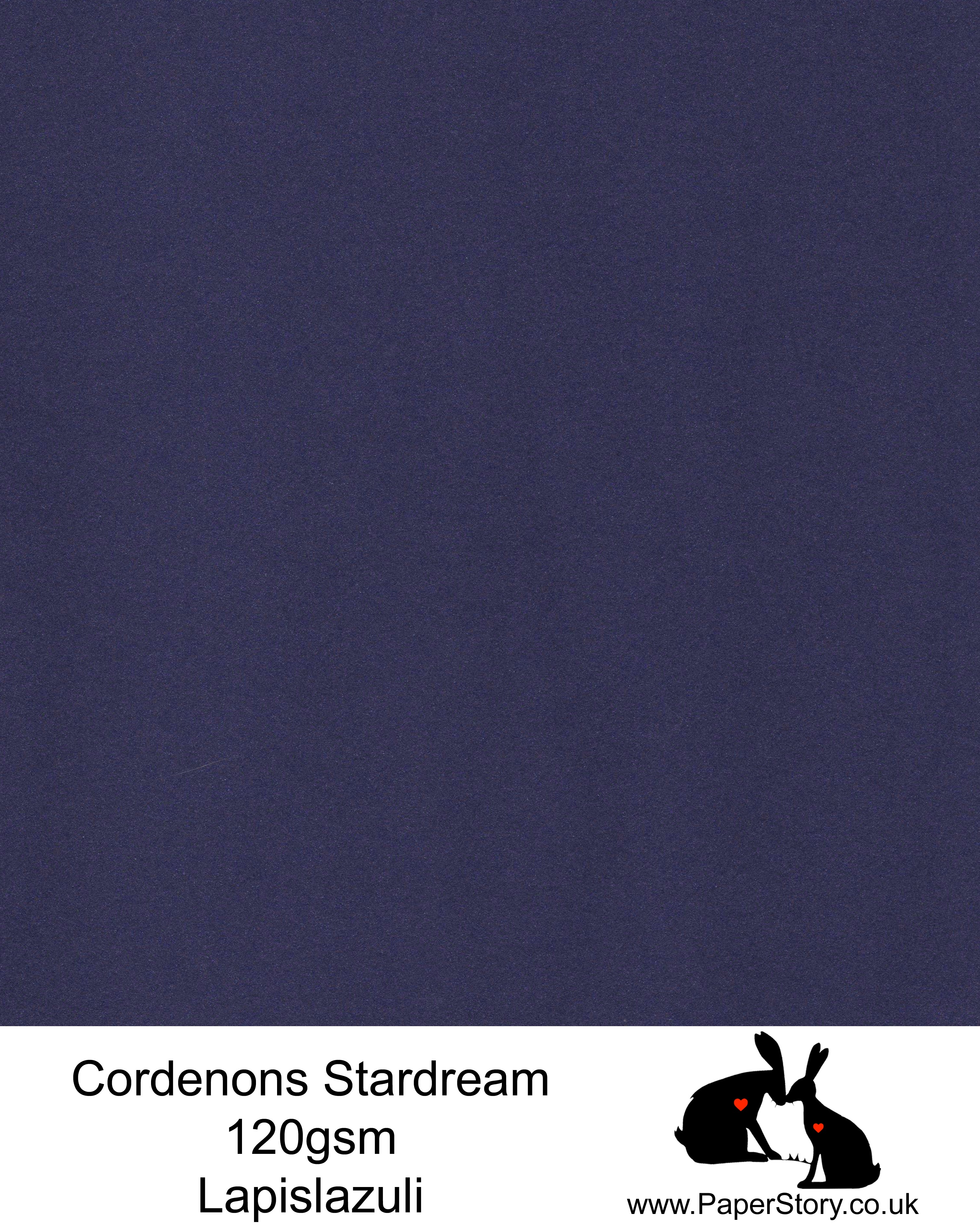 A4 Stardream 120gsm paper for Papercutting, craft, flower making  and wedding stationery. Blue Lapislazuli , sparkles like the night sky, deep blue colour. Stardream is a luxury Italian paper from Italy, it is a double sided quality Pearlescent paper with a matching colour core. FSC Certified, acid free, archival and PH Neutral