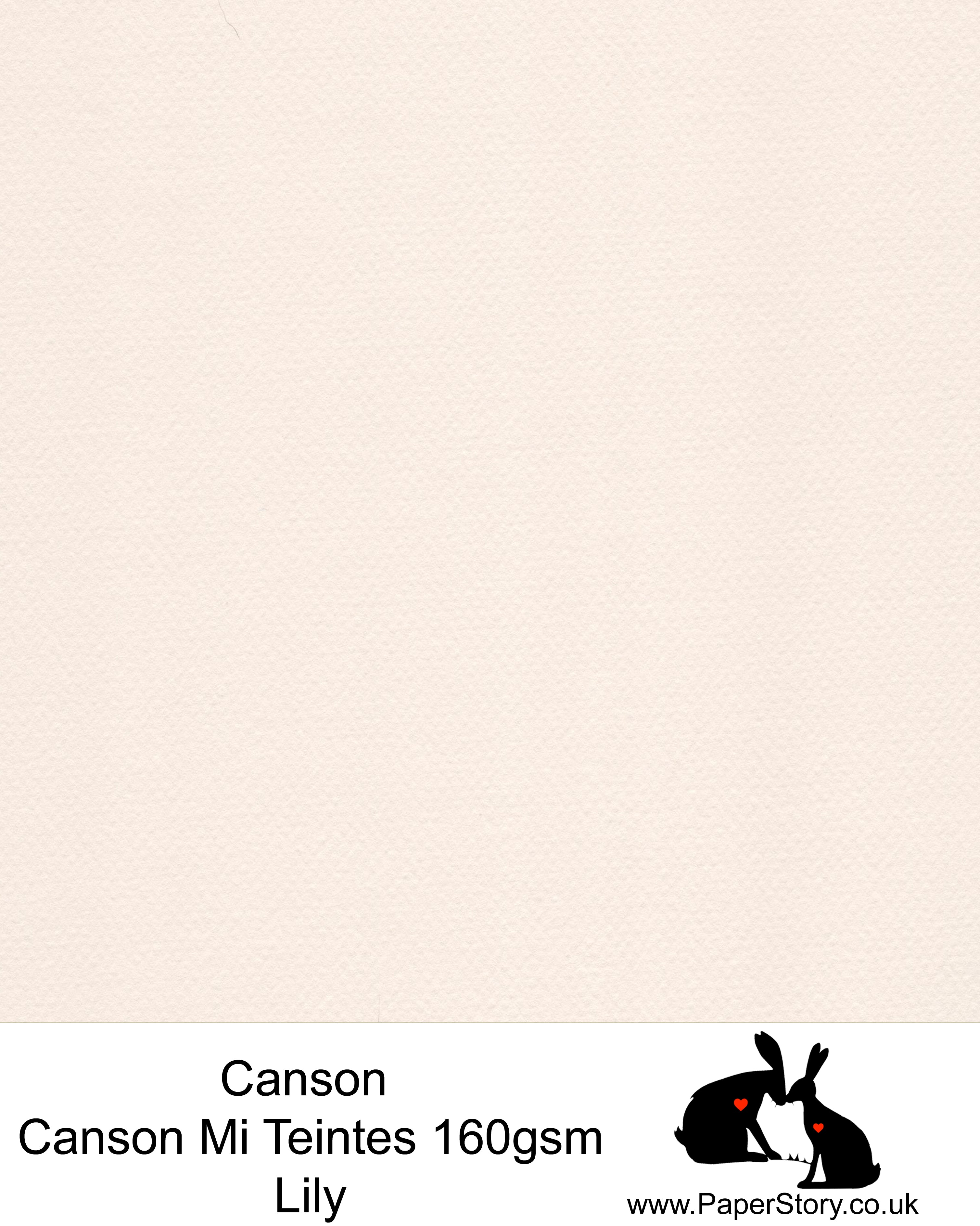 Canson Mi Teintes acid free, Lily, palest pink, hammered texture honeycomb surface paper 160 gsm. This is a popular and classic paper for all artists especially well respected for Pastel  and Papercutting made famous by Paper Panda. This paper has a honeycombed finish one side and fine grain the other. An authentic art paper, acid free with a  very high 50% cotton content. Canson Mi-Teintes complies with the ISO 9706 standard on permanence, a guarantee of excellent conservation  