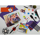 The Derwent Inktense Paint Pan Travel Set with Otter image on the front, contains the unique Inktense formulation found in Derwent pencil and block ranges. Unlike traditional watercolour, washes of vivid paint can be applied without dissolving previously dried layers. Can be used on paper, and also fabric.