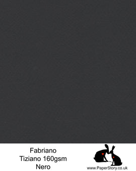 High quality paper from Italy, Nero Jet Black Fabriano Tiziano is 160 gsm, Tiziano has a high cotton content, a textured naturally sized surface. This paper is acid free to guarantee long permanence in time, pH neutral. It has highly lightfast colours, an excellent surface making and sizing which make this paper particularly suitable for papercutting