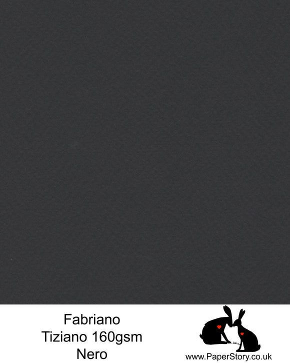 High quality paper from Italy, Nero Jet Black Fabriano Tiziano is 160 gsm, Tiziano has a high cotton content, a textured naturally sized surface. This paper is acid free to guarantee long permanence in time, pH neutral. It has highly lightfast colours, an excellent surface making and sizing which make this paper particularly suitable for papercutting