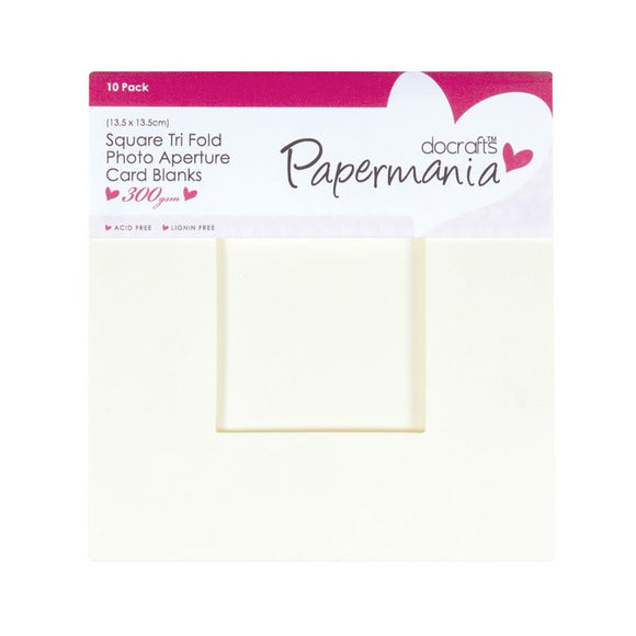 docrafts Papermania 300 gsm Cards and Envelope pack  Square Aperture 5.3 x 5.3 inches 10 Pack Cream