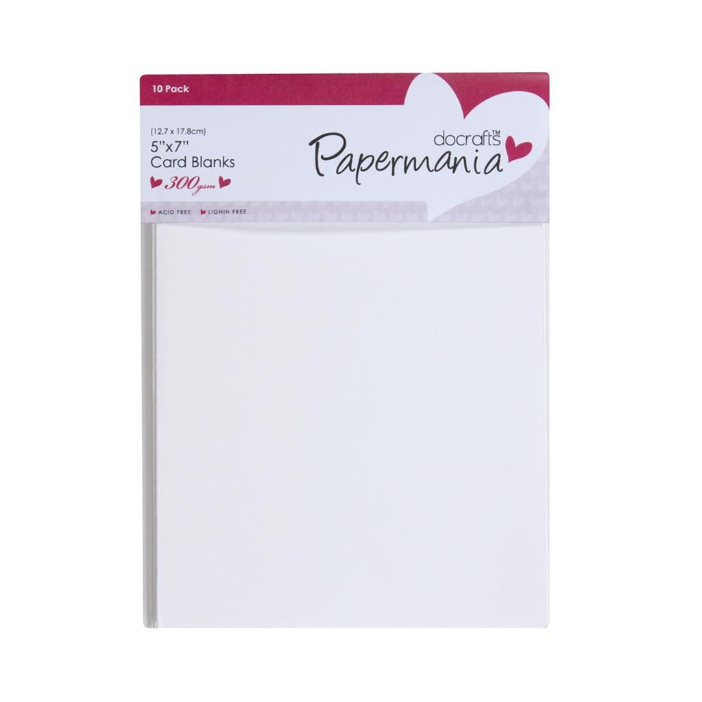 docrafts Papermania 300 gsm Cards and Envelope pack  5 x 7 Inches 10 Pack White