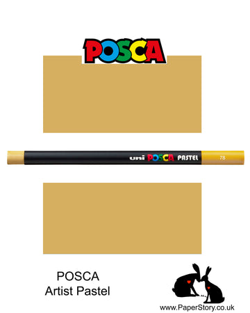 New Uni POSCA colour Pastels Light Ochre, Colours can be blended and overlaid, you can stipple, colour block, cross-hatch, scratch and outline. You can heat the sticks to create textured effects.