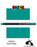 New Uni POSCA Pastels, Emerald Green, these  new style wax and oil mixed pastel colours can be blended and overlaid, you can stipple, colour block, cross-hatch, scratch and outline. You can heat the sticks to create textured effects.