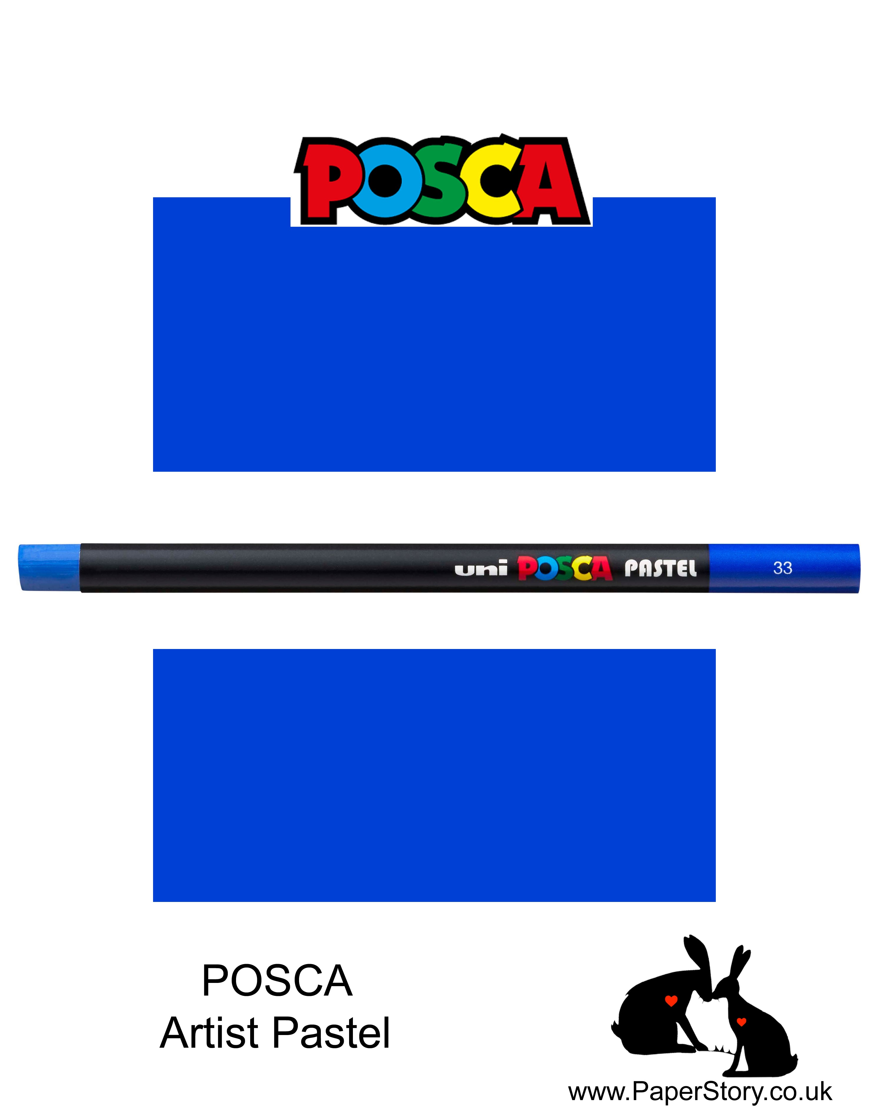 new POSCA Pastels Blue colour, can be blended and overlaid, you can stipple, colour block, cross-hatch, scratch and outline. You can heat the sticks to create textured effects. Full colour range here