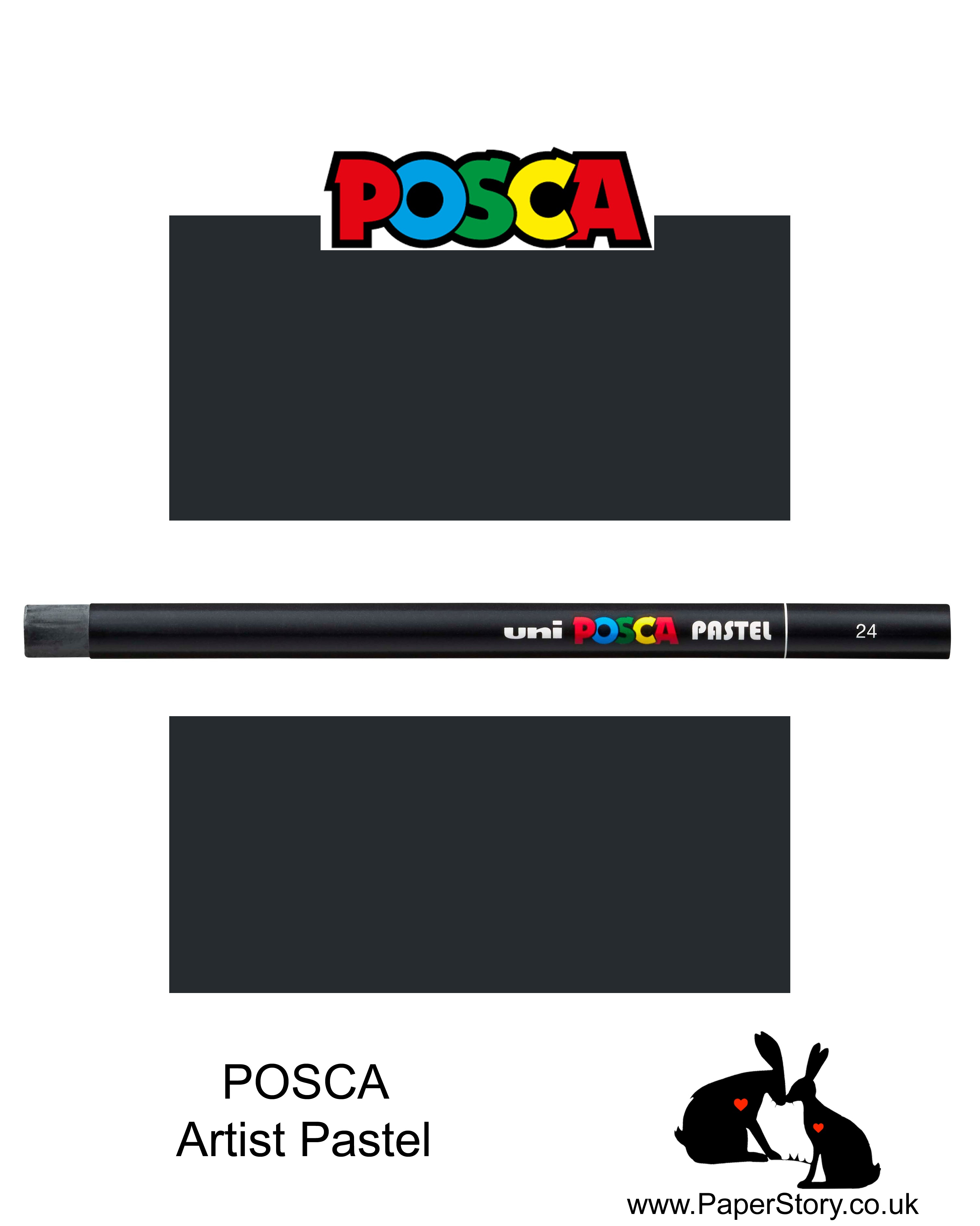 New Uni POSCA colour Pastels Black, Colours can be blended and overlaid, you can stipple, colour block, cross-hatch, scratch and outline. You can heat the sticks to create textured effects.