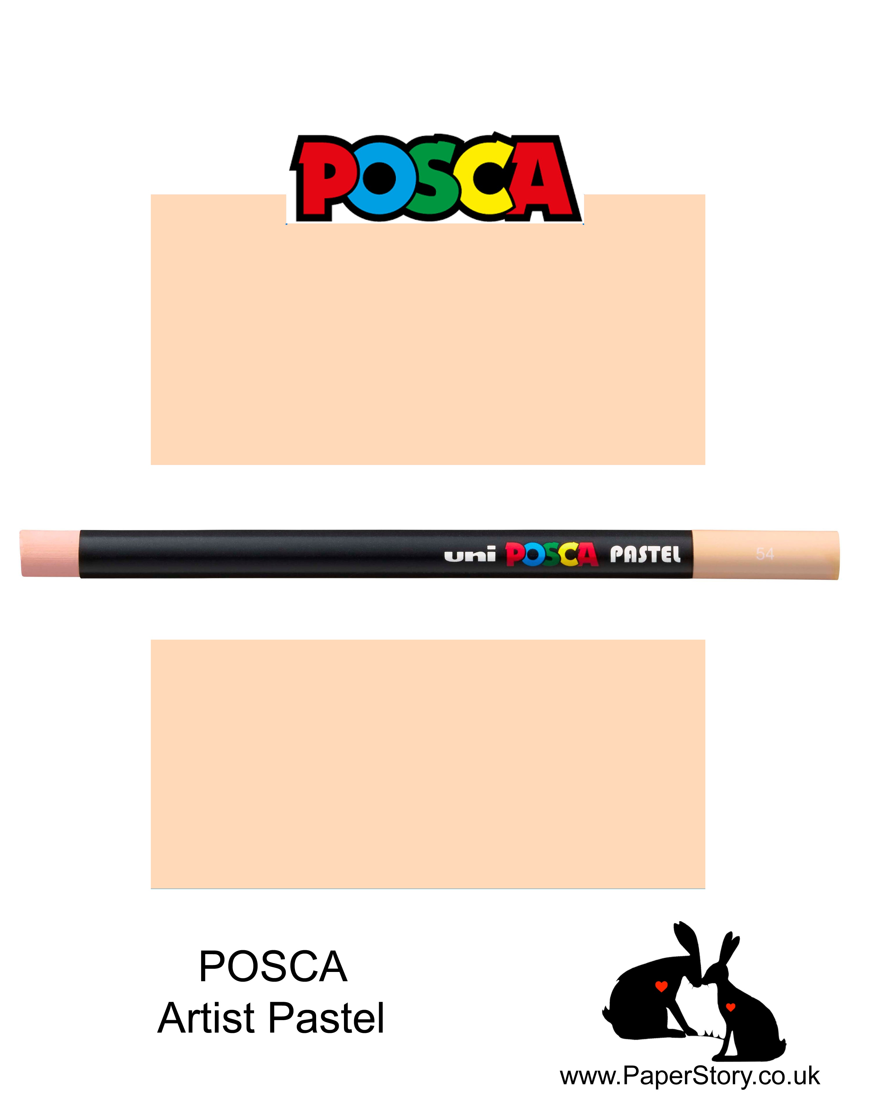 New Uni POSCA colour Pastels Light Orange colour, Colours can be blended and overlaid, you can stipple, colour block, cross-hatch, scratch and outline. You can heat the sticks to create textured effects.