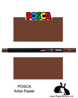 New Uni POSCA Pastel colours, Brown. These  new style wax and oil mixed pastel colours can be blended and overlaid, you can stipple, colour block, cross-hatch, scratch and outline. You can heat the sticks to create textured effects.
