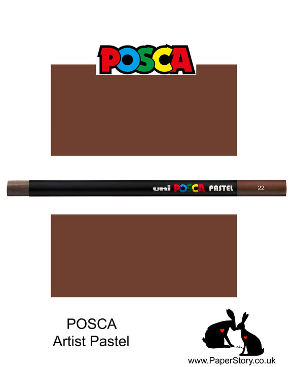 New Uni POSCA Pastel colours, Brown. These  new style wax and oil mixed pastel colours can be blended and overlaid, you can stipple, colour block, cross-hatch, scratch and outline. You can heat the sticks to create textured effects.