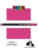 New Uni POSCA Pastels, Fuchsia pink, these  new style wax and oil mixed pastel colours can be blended and overlaid, you can stipple, colour block, cross-hatch, scratch and outline. You can heat the sticks to create textured effects.