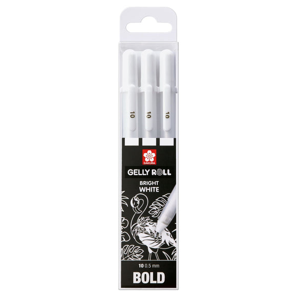 Sakura : Set Of 3 Gelly Rolls Real White 1.0 Bold tip