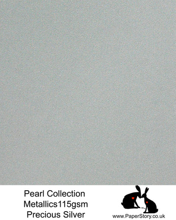 Metallics Pearlescent 115 gsm paper Precious Silver A4 x 10 sheets