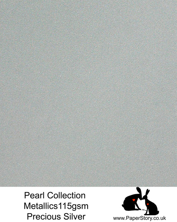 Metallics Pearlescent 115 gsm paper Precious Silver A4 x 10 sheets