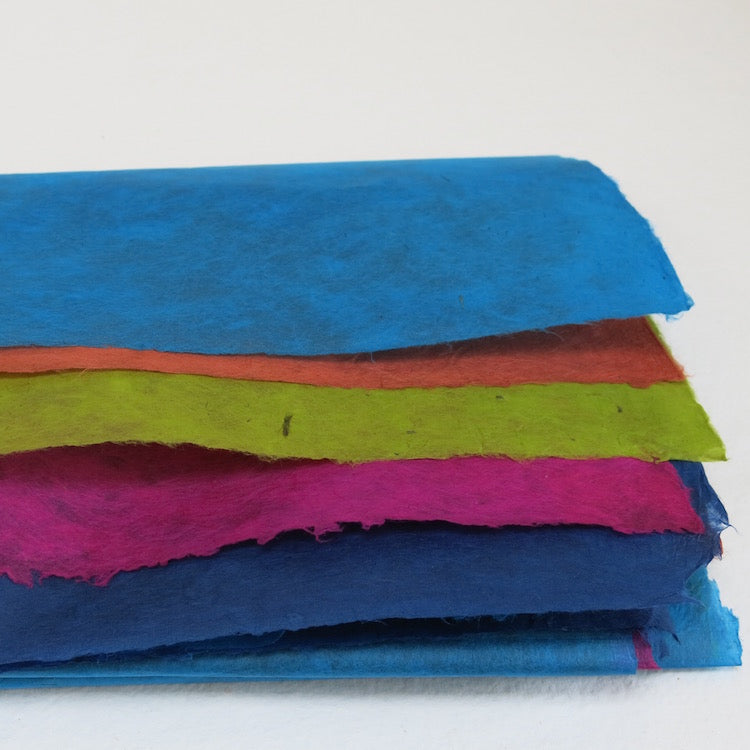 Handmade Lokta Paper mixed pack of vibrant colours x 5 sheets