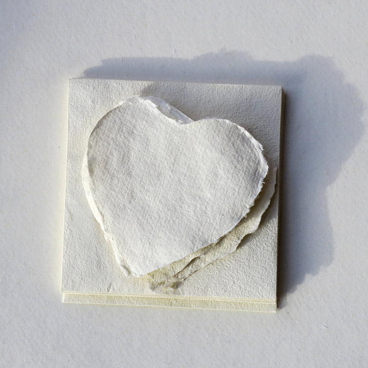 Khadi Handmade Cotton Paper 210gsm Heart Paper & Envelope 7 x 7cm KPH7W