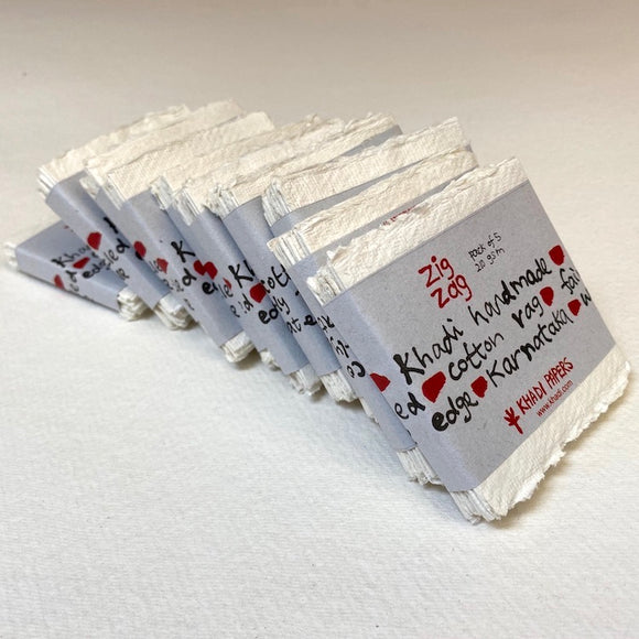 Khadi Handmade Cotton Paper Square Zig Zag Book 7 x 7 cm