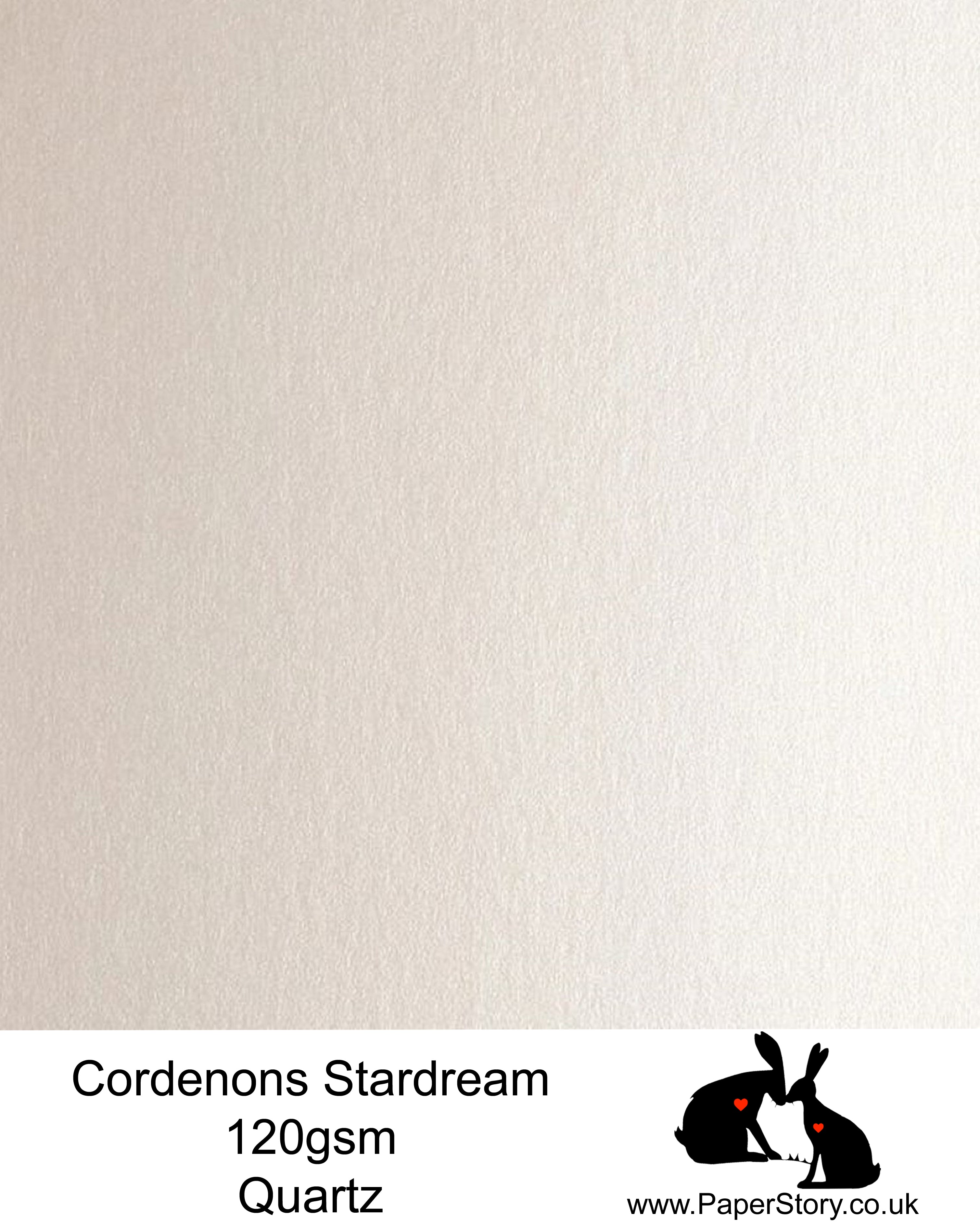 A4 Stardream 120gsm paper for Papercutting, craft, flower making  and wedding stationery. White quartz, has a warm undertone with a beustiful shimmer, making this a classic Ivory colour, perfect for flowers and wedding stationery. Stardream is a luxury Italian paper from Italy, it is a double sided quality Pearlescent paper with a matching colour core. FSC Certified, acid free, archival and PH Neutral