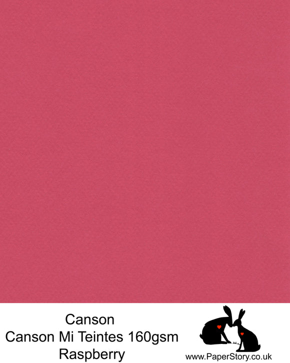 Canson Mi Teintes acid free, Raspberry red hammered texture honeycomb surface paper 160 gsm. This is a popular and classic paper for all artists especially well respected for Pastel  and Papercutting made famous by Paper Panda. This paper has a honeycombed finish one side and fine grain the other. An authentic art paper, acid free with a  very high 50% cotton content. Canson Mi-Teintes complies with the ISO 9706 standard on permanence, a guarantee of excellent conservation  