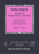 Arches 100% Cotton 300 gsm Watercolour Paper Hot Pressed Satine 26 x 36 cm (10 x 14")