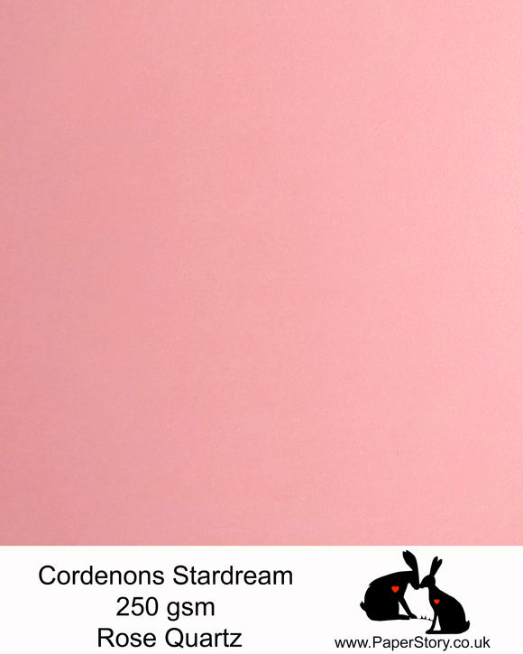 Stardream Rose Quartz, soft pink is a luxury premium branded Italian pearlescent card from Gruppo Cordenons, made in Italy. With a double sided quality pearlescent finish and a colour core, makes this perfect for card making, wedding invitations and stationery.FSC certified, acid free, archival and PH neutral 