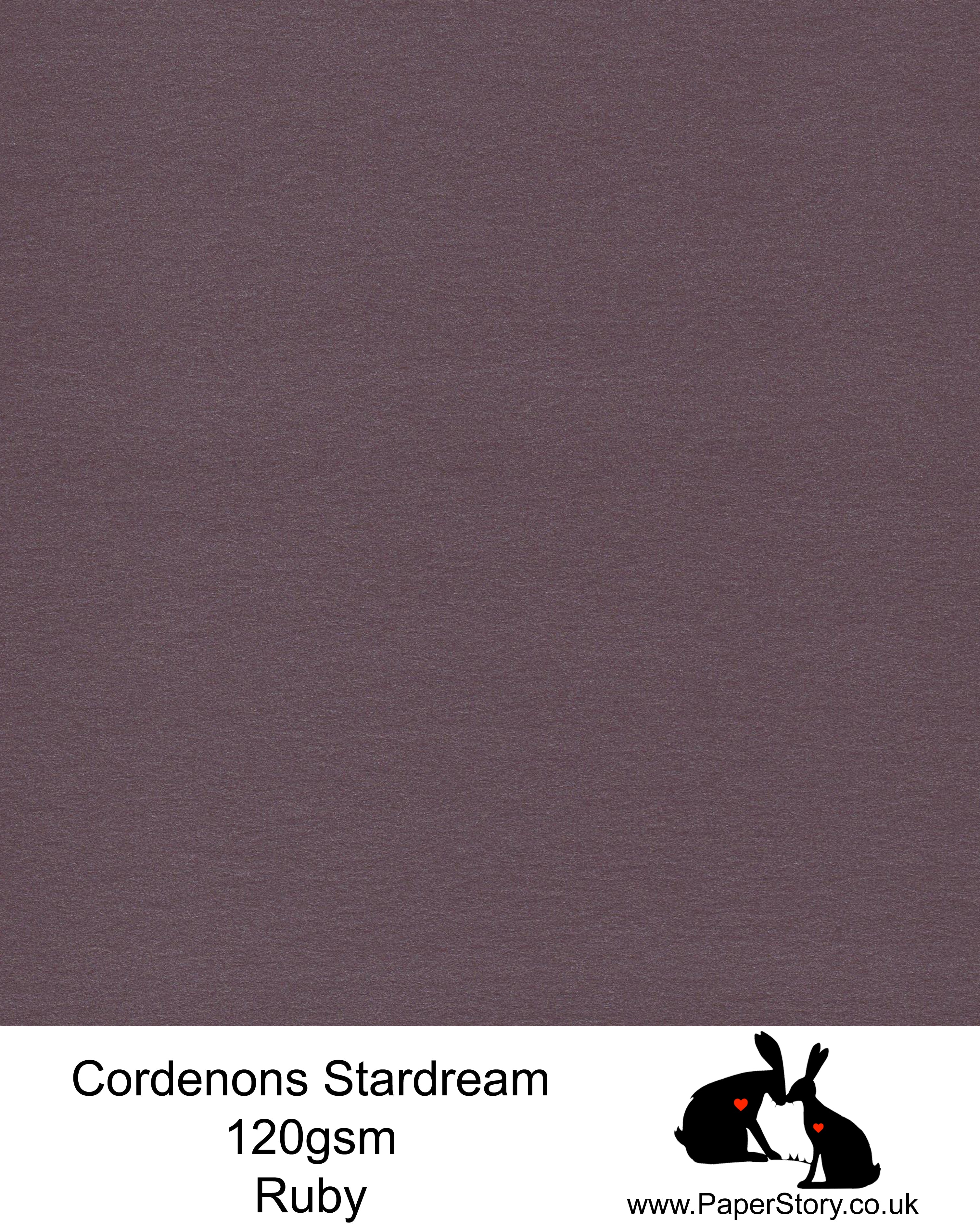 A4 Stardream 120gsm paper for Papercutting, craft, flower making  and wedding stationery. Deep Ruby red purple colour. Stardream is a luxury Italian paper from Italy, it is a double sided quality Pearlescent paper with a matching colour core. FSC Certified, acid free, archival and PH Neutral