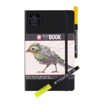 NEW Sakura : Sketchbook Black Cover 13X21 cm, 140g . 80 sheets