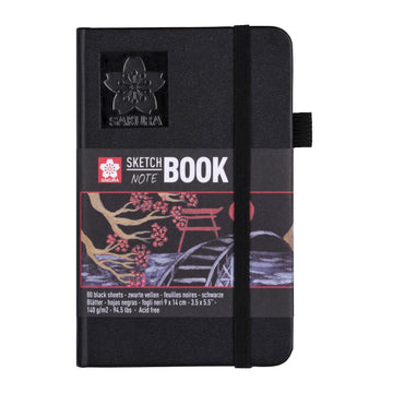 NEW Sakura : Sketchbook Black Cover 9X14 cm, 140g . 80 sheets Black sheets