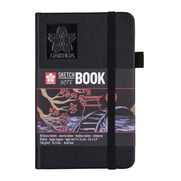 NEW Sakura : Sketchbook Black Cover 9X14 cm, 140g . 80 sheets Black sheets