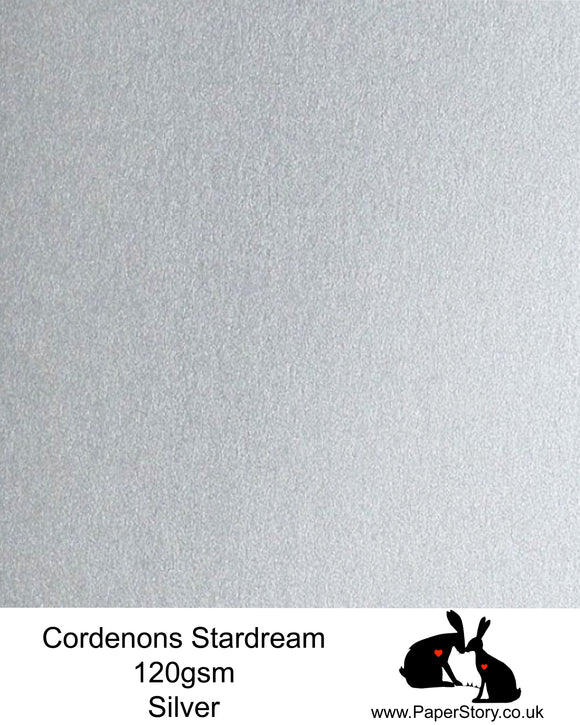 A4 Stardream 120gsm paper for Papercutting, craft, flower making  and wedding stationery. Silver, is a staple colour in most of our papercutting layered kits. Stardream is a luxury Italian paper from Italy, it is a double sided quality Pearlescent paper with a matching colour core. FSC Certified, acid free, archival and PH Neutral