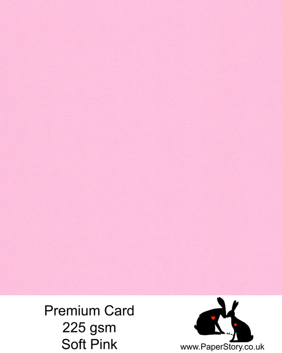 Soft pink double sided card, with a colour core and matte finish, suitable for card making, machine cutting and crafting. Light Pink Card 225 gsm 