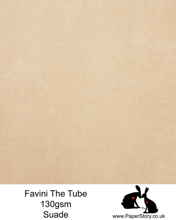 The Tube Favini Mud suade is a beautiful shade of light chocolate brown, can be used as a portrait colour or neutral brown. is an innovative matte paper and our favourite PaperCutting paper, also be use for foil and screen blocking. The subtle soft touch of this paper provides an elegance unsurpassed by any other paper.