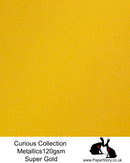 Curious Collection Curious Metallics super bright precious gold colour. This unique metallic paper is unlike any other metallic shimmer surface, the natural underlying wove surface of Curious Metallics enhances the stunning metallic shimmer, whilst making it easier to print on with an inkjet printer. This is the perfect paper for those who use a machine or hand cut. Also a very popular product with paper flower artists and crafters.