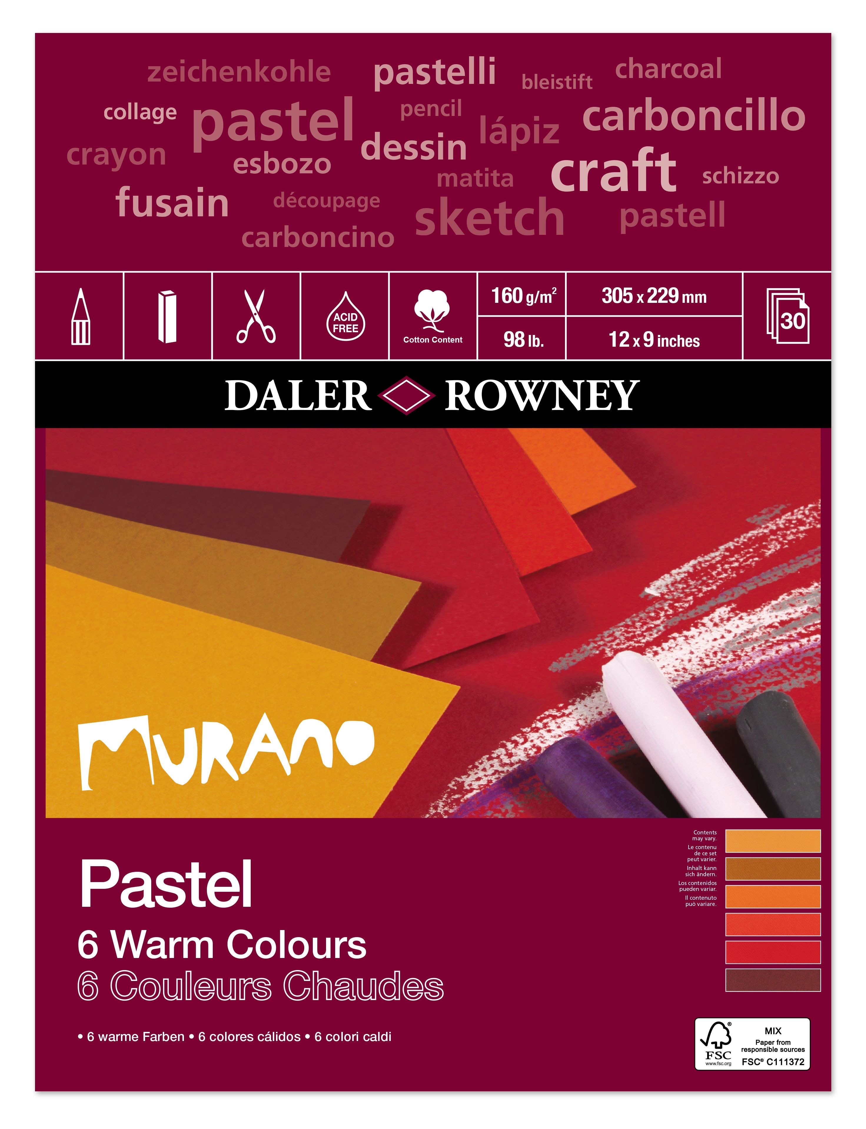 Daler Rowney Murano Pastel Paper Warm colour pad 12 x 9 inches x 30 sheets